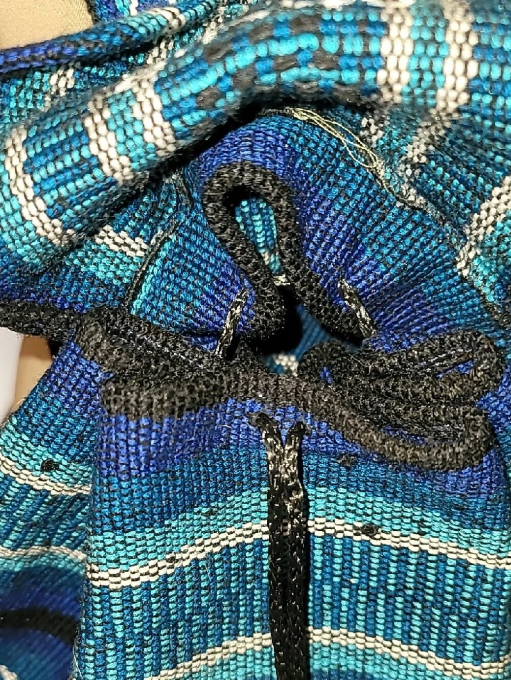 Blue Striped Woven Backpack 